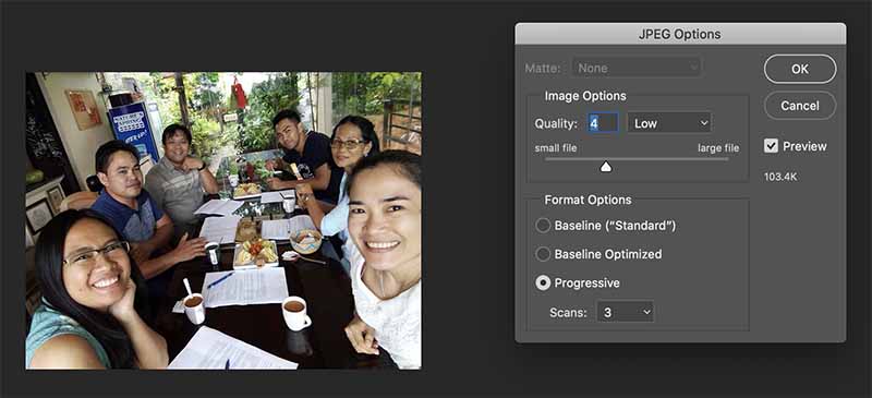 Image quality adjustment in Photoshop